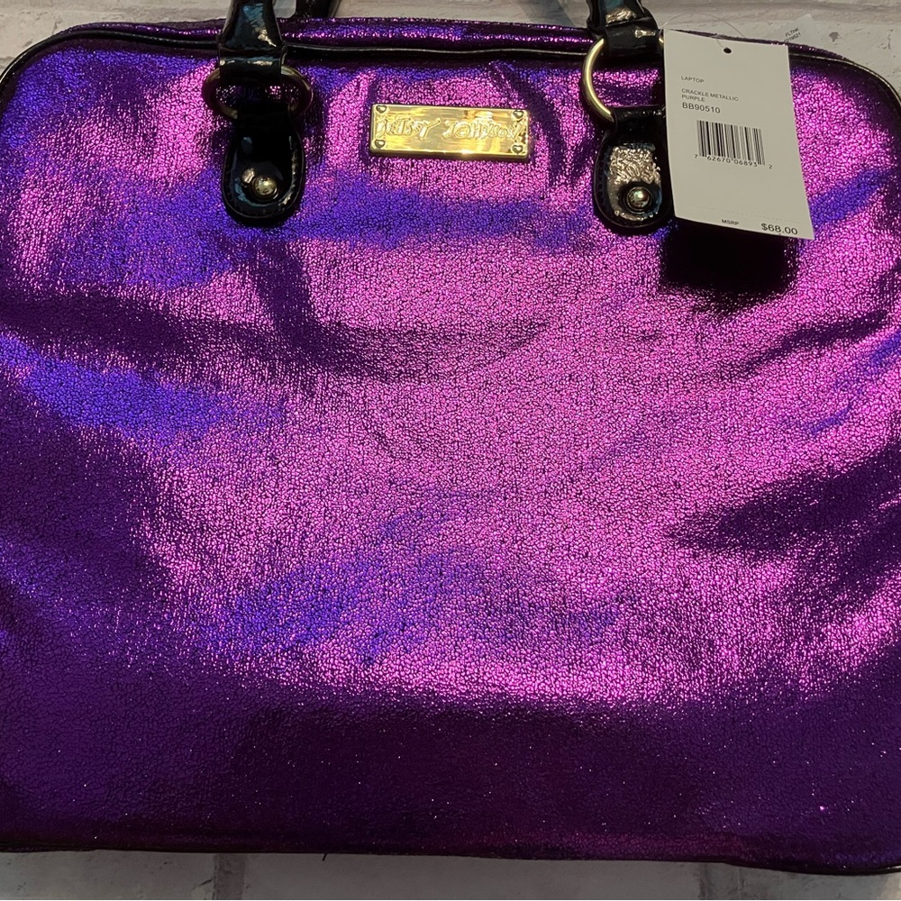 NWT Betsey Johnson Shimmery Purple Laptop Bag